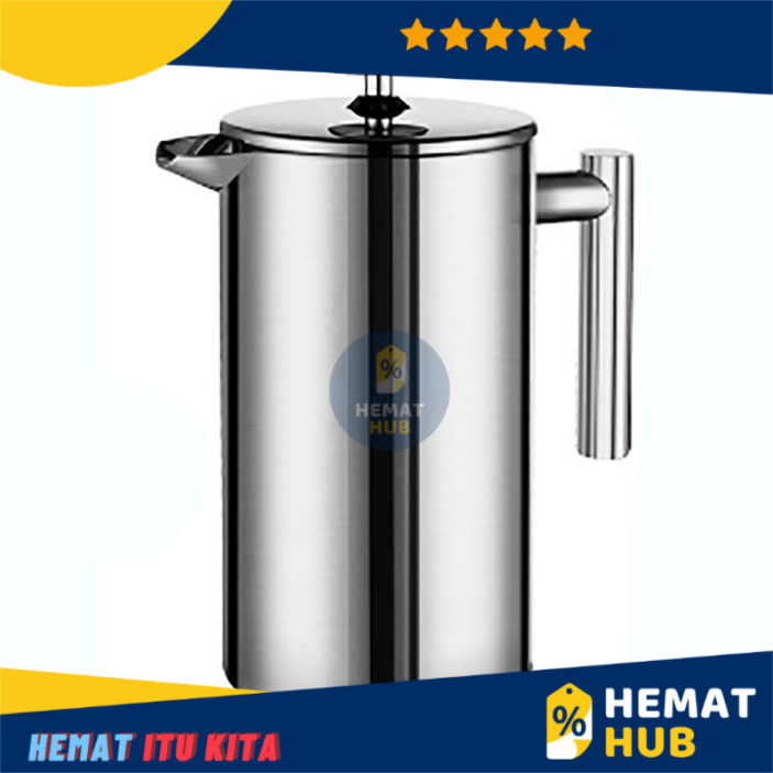 French Press Plunger Coffee Tea Maker Alat Seduh Teko Kopi Teh Double Filter Stainless Steel