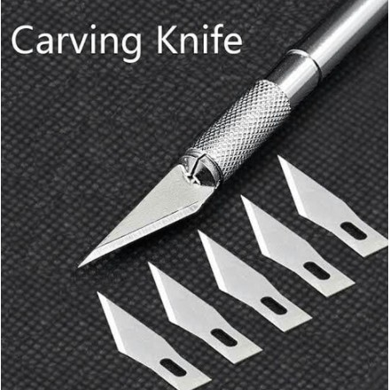 

(TERLARIS) Pen Cutter Set + Refill 5 Pcs Art Knife Pisau Cutting Sticker Bujo Journaling