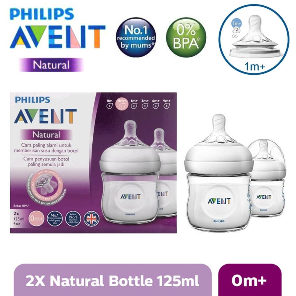 Botol Susu Philips Avent Natural 125ml isi 2 Botol Susu Bayi