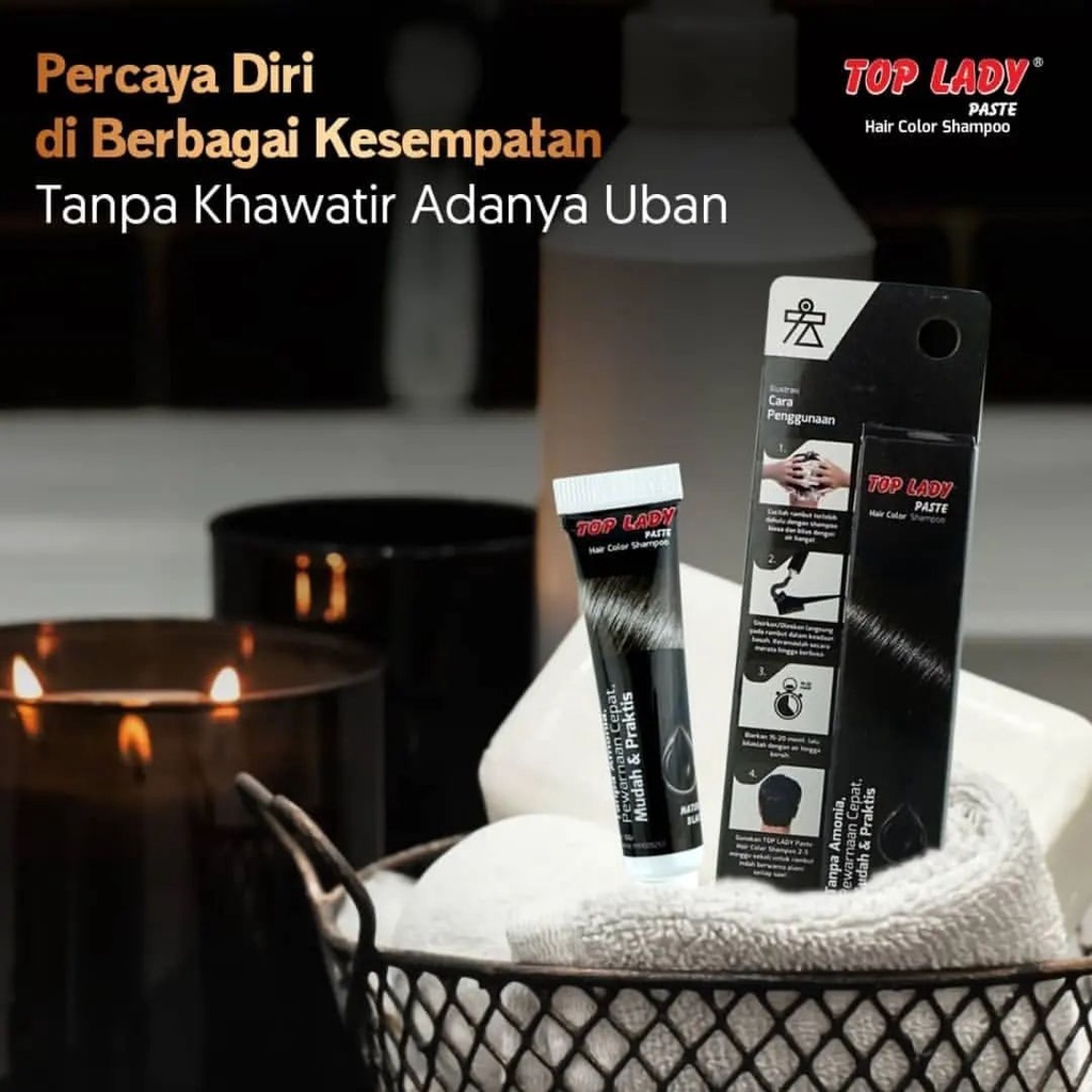 Top Lady Paste Hair Color Shampoo (Black) Shampoo Cream / Semir Rambut / TOP LADY PASTE SHAMPOO / SEMIR TOP LADY TUBE/PASTE 10 GR / Top Lady Paste Hair Color Shampoo (Black) SALE