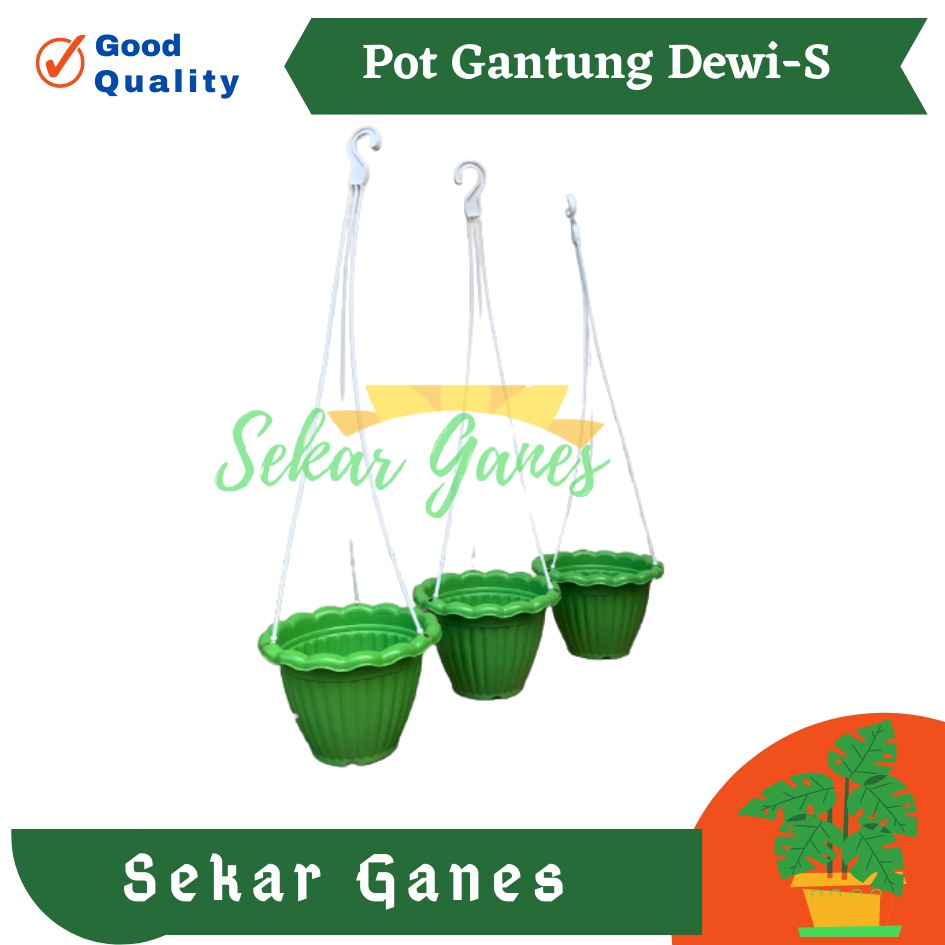 Sekarganes Pot Gantung Dewi S hijau bunga Plastik pot gantung renda tanaman