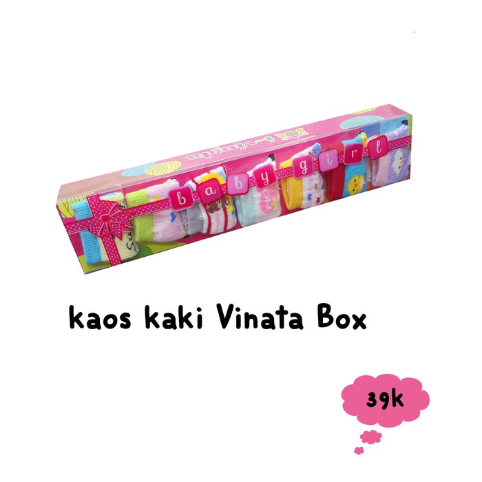 Promo !! VINATA Kaos Kaki Bayi Vinata Box isi 7 pasang- kaos kaki bayi baru lahir -Baby Gift Box