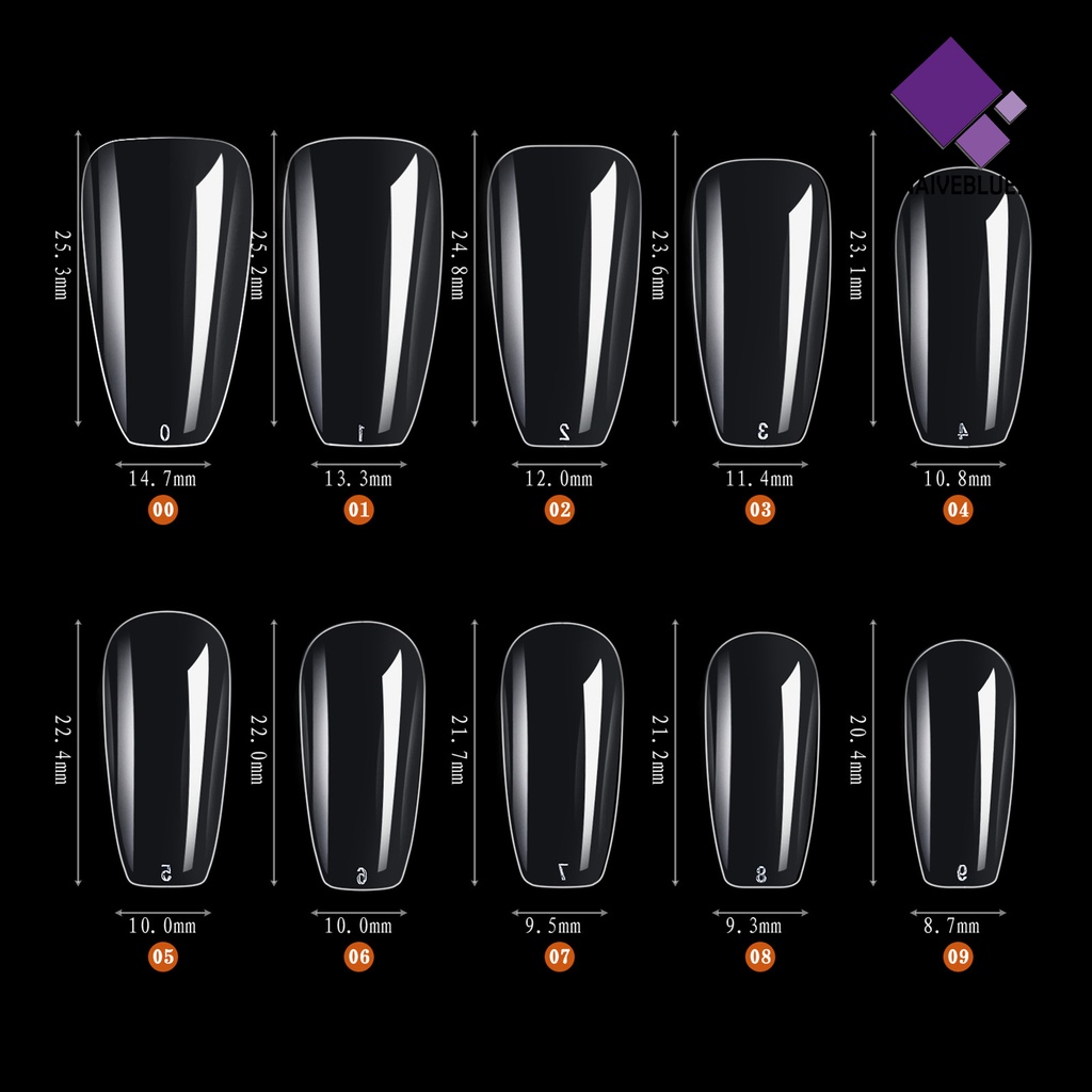 500pcs Kuku Palsu Bahan Plastik Warna Natural Untuk Wanita