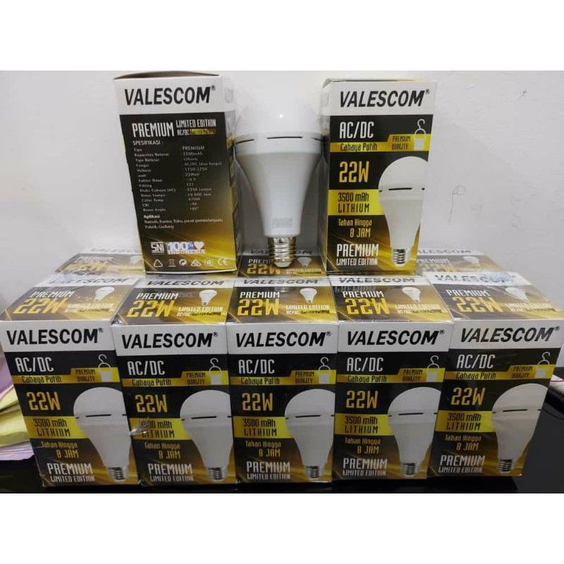 COD BOHLAM LAMPU LED EMERGENCY VALESCOM 22W AC/DC TAHAN 8 JAM//BOHLAM EMERGENCY SENTUH NYALA VALESCOM 22WATT