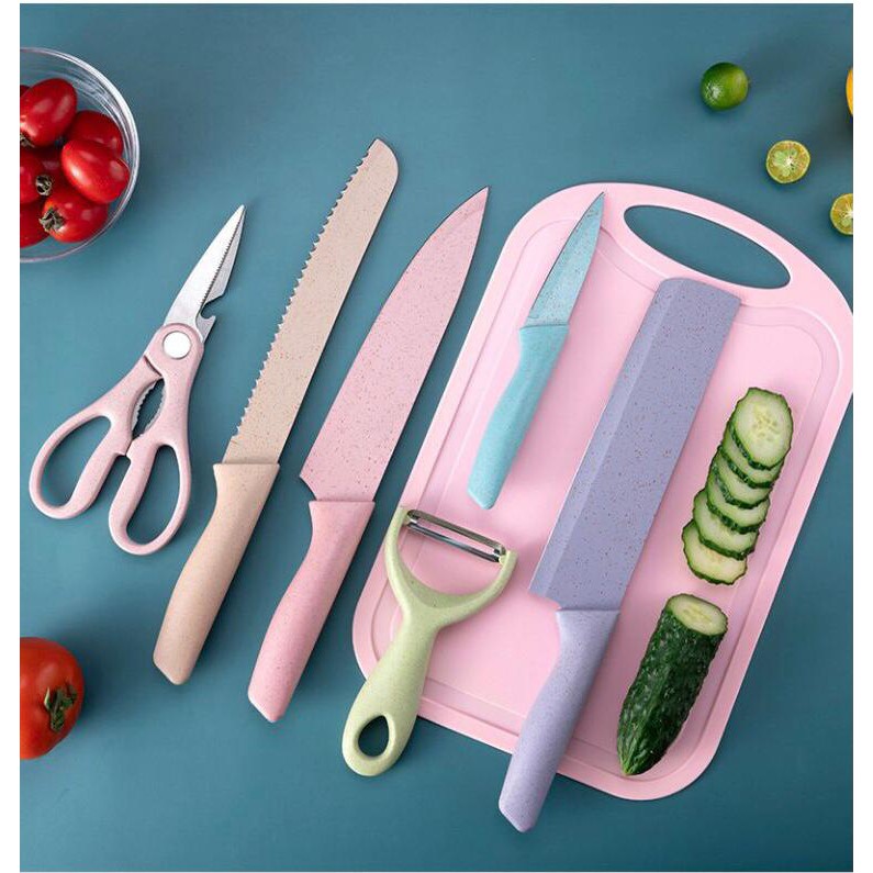 PROMO PISAU SET PASTEL KITCHEN WARE 7in1/PISAU SET DAPUR TALENAN