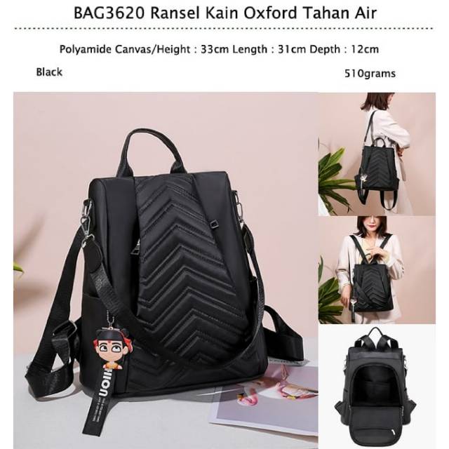 BAG3620. PROMO Ransel Kain Oxford Waterproof. Bahan Polyamide Canvas