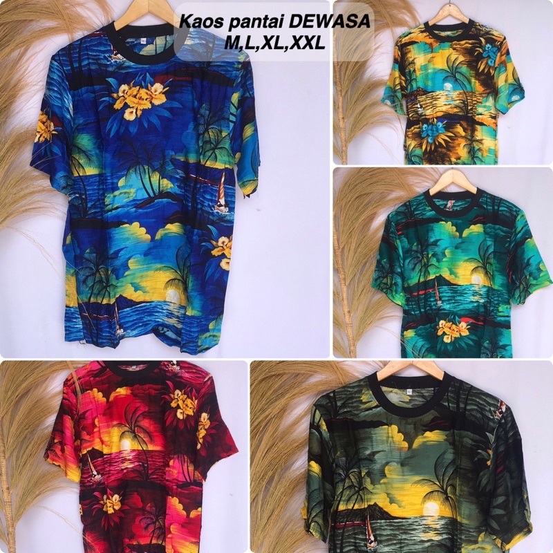 BAJU KAOS PANTAI HAWAI DEWASA JUMBO M L XL XXL BALI