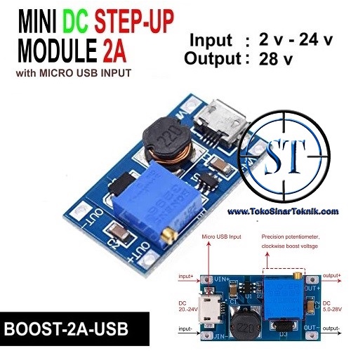 Kit Step Up Micro USB Adjustable 2A DC Booster Power Supply Penaik Tegangan  Voltage Voltase BB-71A