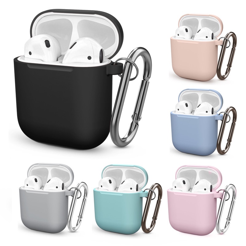 Case Pelindung Headphone Bluetooth Bahan Silikon Tahan Banting Dengan Kait Untuk Airpods Pro 4 3 2 1