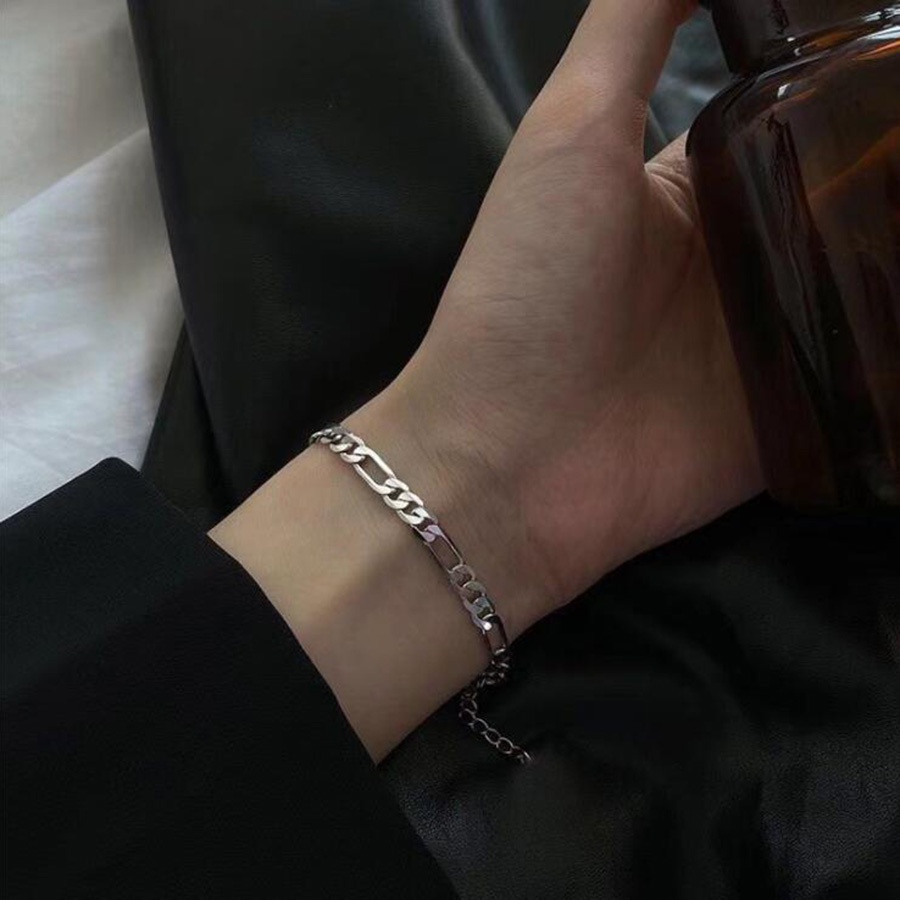 Gelang Baja Titanium Emas Perak Sederhana Pria Wanita Fashion Perhiasan Aksesoris Rantai Bracelet