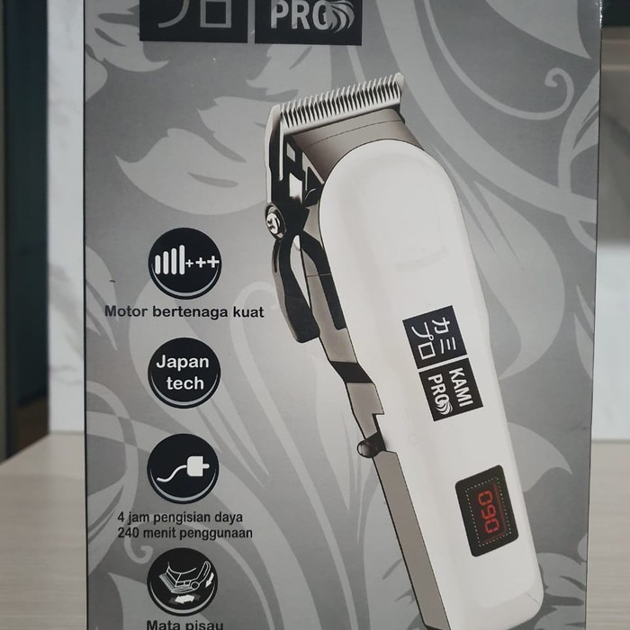 Alat Cukur Rambut Elektrik KAMIPRO KM-909 Pro Hair Clipper Cas KM 909 LED - Alat Potong Rambut Cas dengan pilihan ketebalan