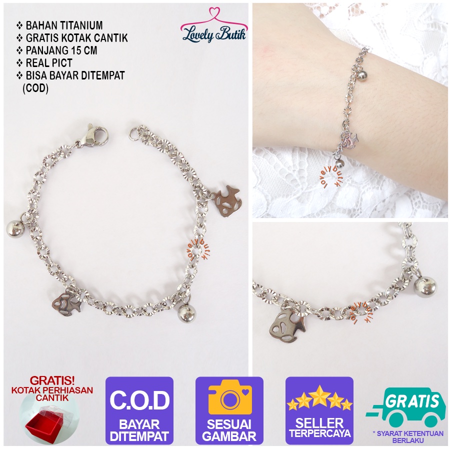 Lovelybutik Gelang Anak Titanium Gelang Tangan Anak Perempuan N3mo Anak Bonus Kotak Perhiasan