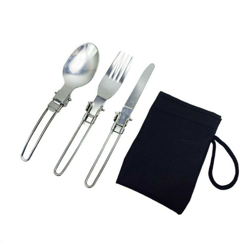 Alat Set Makan Sendok Lipat Garpu Dan Pisau travel / set pisau camping