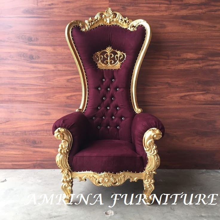 kursi sofa single ukiran gold