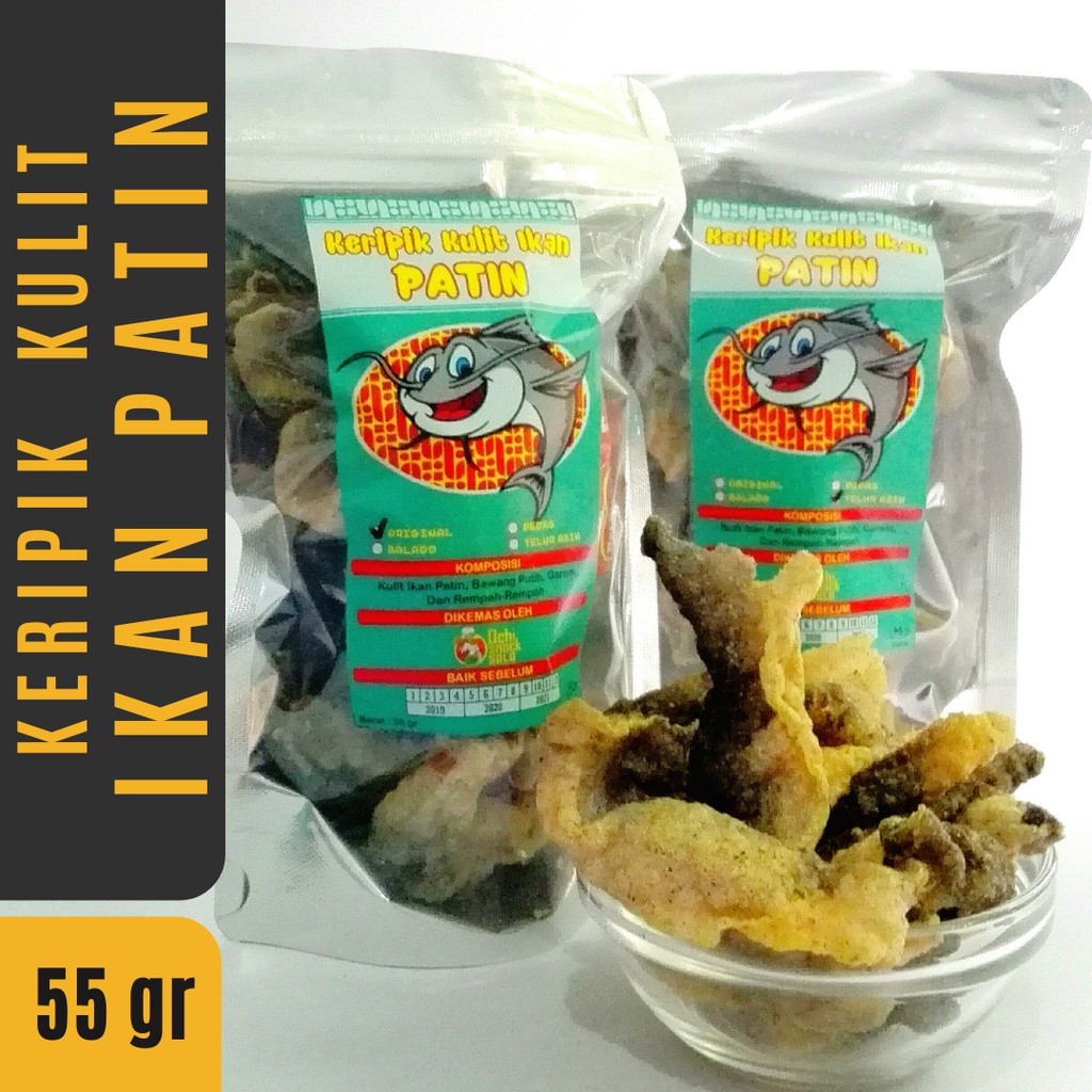 

KERIPIK KULIT IKAN PATIN TANPA TEPUNG 55 GR OCHI SNACK - KETO FRIENDLY -