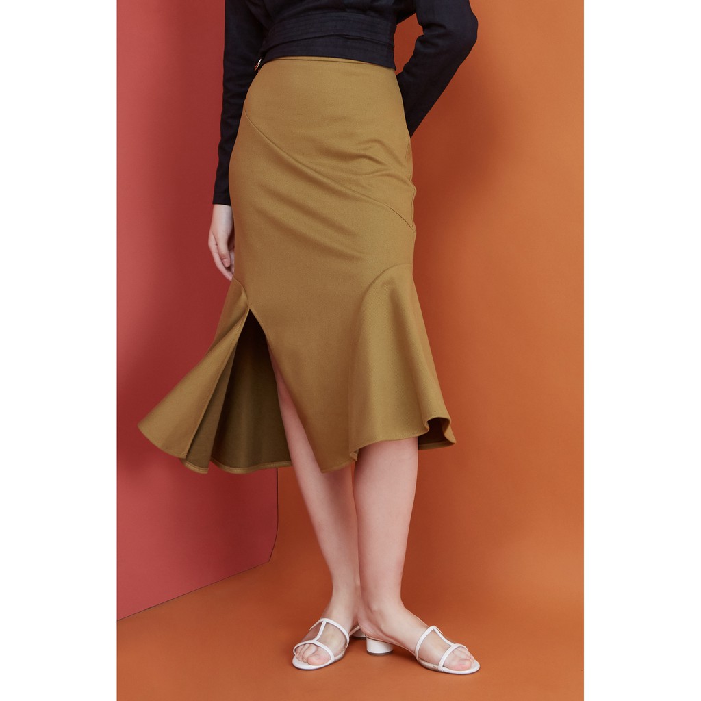 Peach Poppy Sher Skirt - Rok Midi Wanita A Line Office