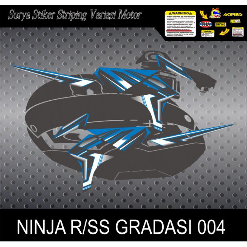 STIKER STRIPING VARIASI KAWASAKI NINJA R SS GRAFIS BIRU PUTIH