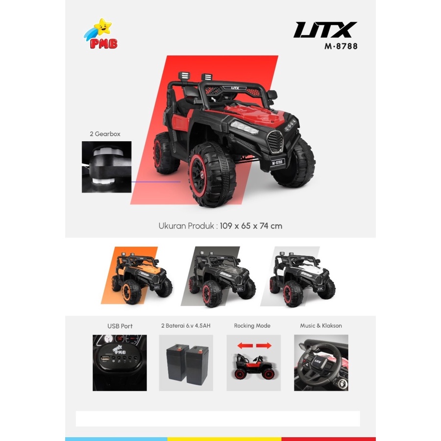 M8788 Mainan anak mobil aki PMB M-8788 UTX Double Gearbox