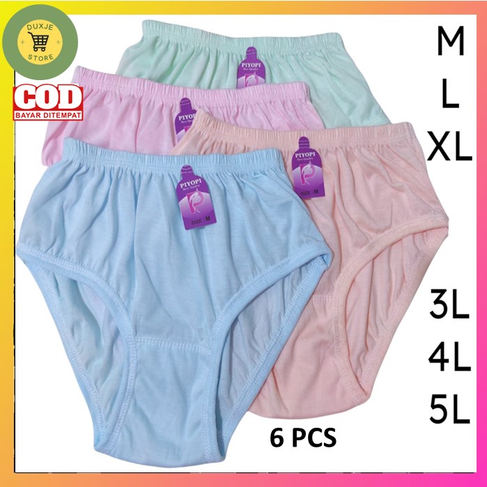 6 Pcs Celana Dalam Wanita Dewasa Katun Jumbo CD Perempuan Besar Ibu Hamil Plus Size M-5XL