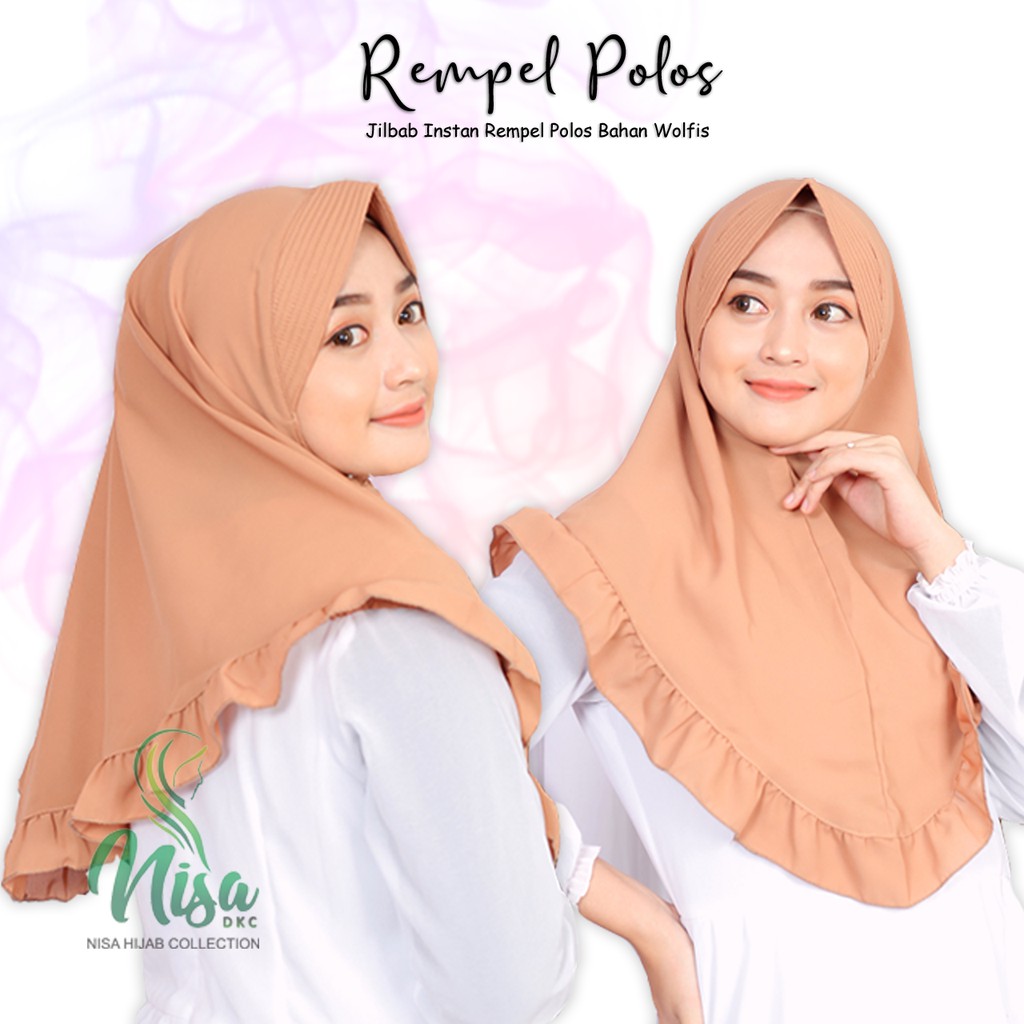 Jilbab Instant Hijab Rempel Polos Wolfis Nisadkc