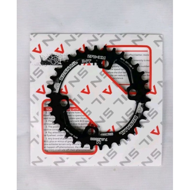 Snail Chainring 34T BCD 96 Asimetris Narrow Wide Chain Ring Arm Crank Sepeda Hitam