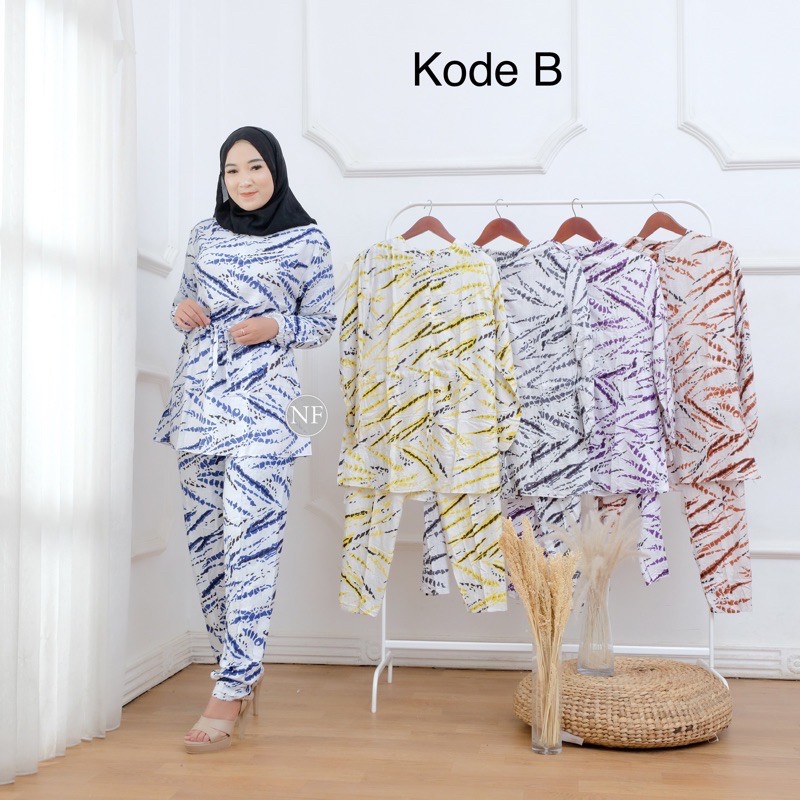 Dena One Set setelan Tie Dye Tye Die Stelan Awan Bercak Busui Allsize dan Jumbo