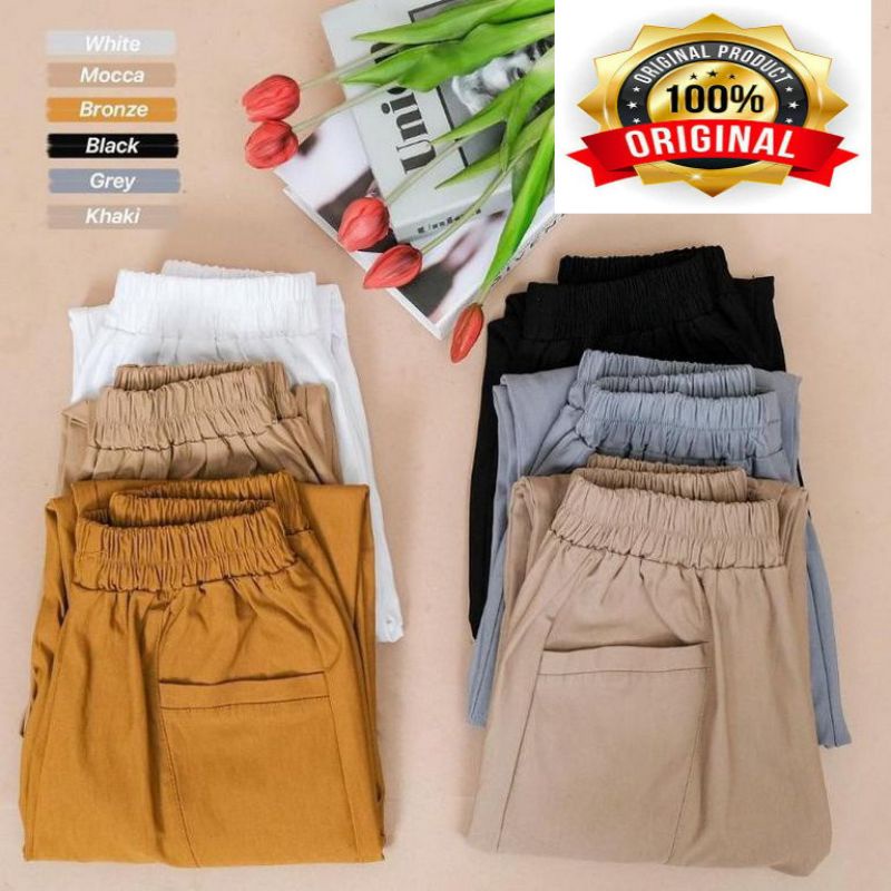 Celana wanita kulot 7/9 korean crops catton combed willow pants || celana katun wanita 7/9 pinggang karet celana wanita seperempat melar tebal