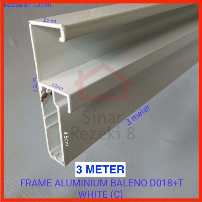 Frame Aluminium PUTIH Lis Kaca Lemari Bingkai Profil Kitchen FHD 130 Alumunium