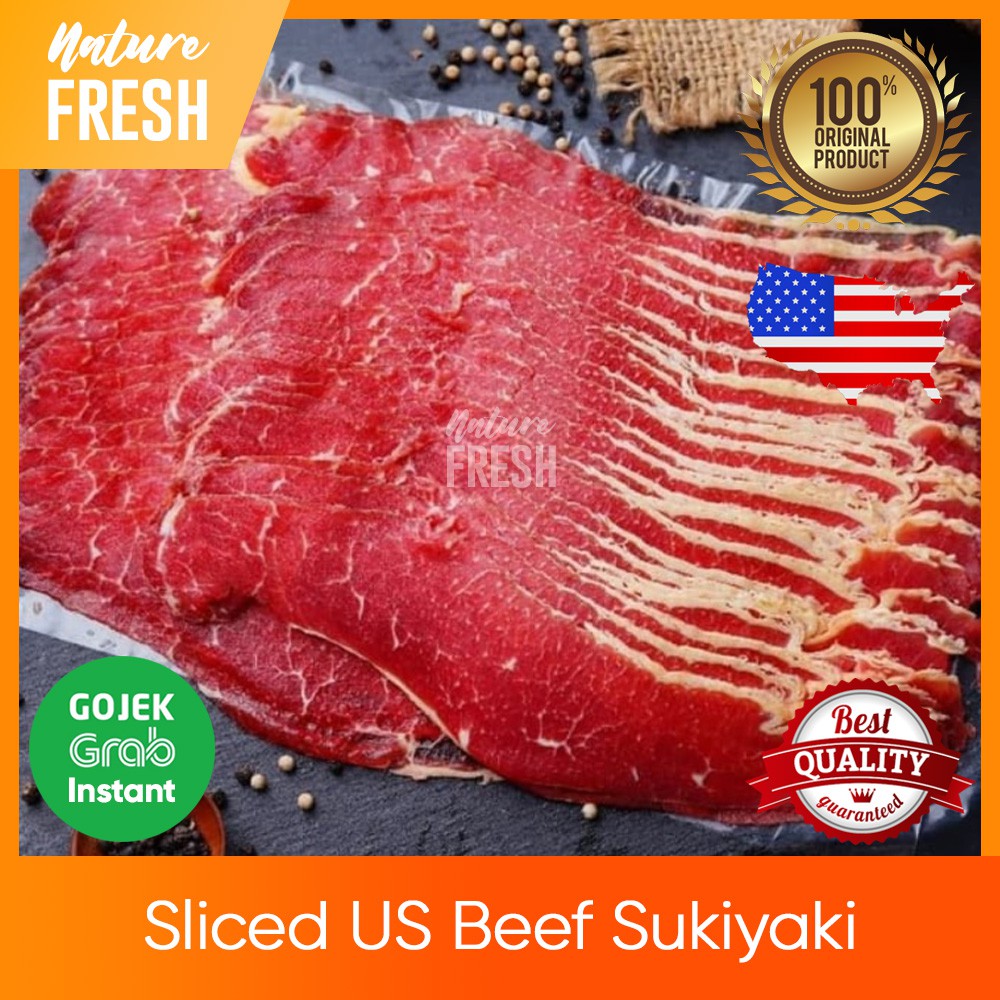 Daging Sapi Lapis Slice Halal US Beef Sliced Sukiyaki Yakiniku Shabu Suki Import USA Low Fat Beef
