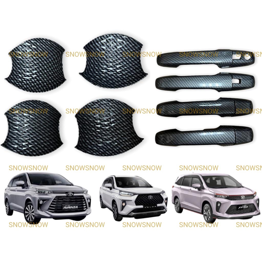 Paket Outer Handle Cover Avanza Xenia Veloz 2021 2022 UP Sporty Carbon