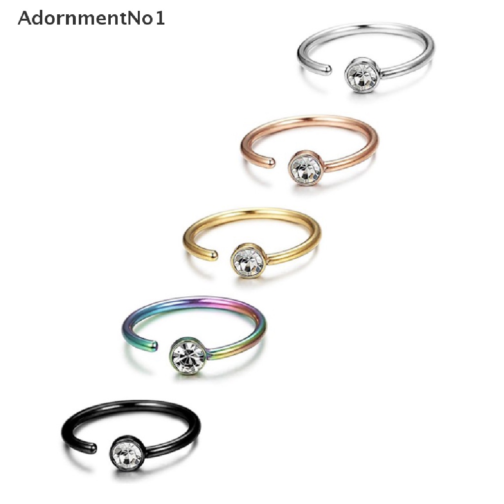 (AdornmentNo1) 1pc Cincin Tindik Hidung Palsu Model Clipon Bahan Stainless Steel Untuk Wanita