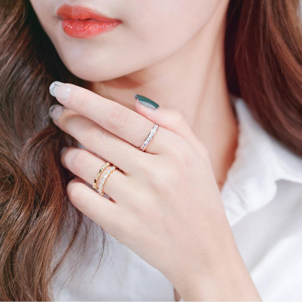 Cincin Bahan Titanium steel Dengan Batu zircon Warna-Warni Untuk Wanita