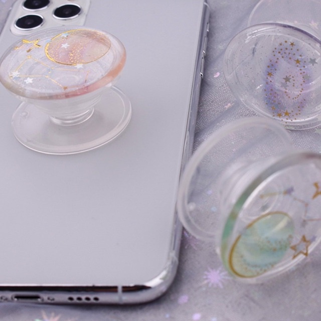 TRANSPARENT POP GRIP Popsocket Transparan (POLOS / MOTIF) (HATI/BULAT)