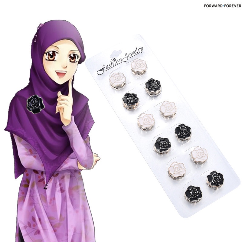 12pcs Bros magnet Bentuk Bunga retro Untuk hijab M10027-12