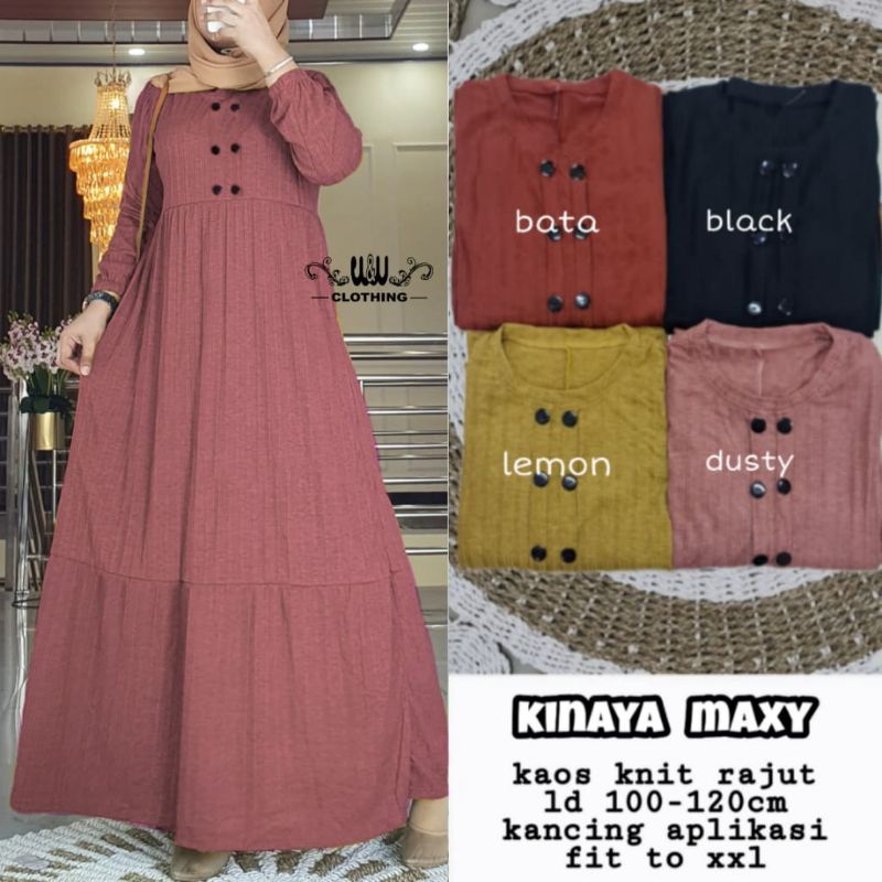 GAMIS DRESS HARIAN FALIA MAXY GAMIS WANITA BAHAN KAOS KNIT RAJUT IMPORT LD110-125cm FIT TO XL-Kinaya dusty