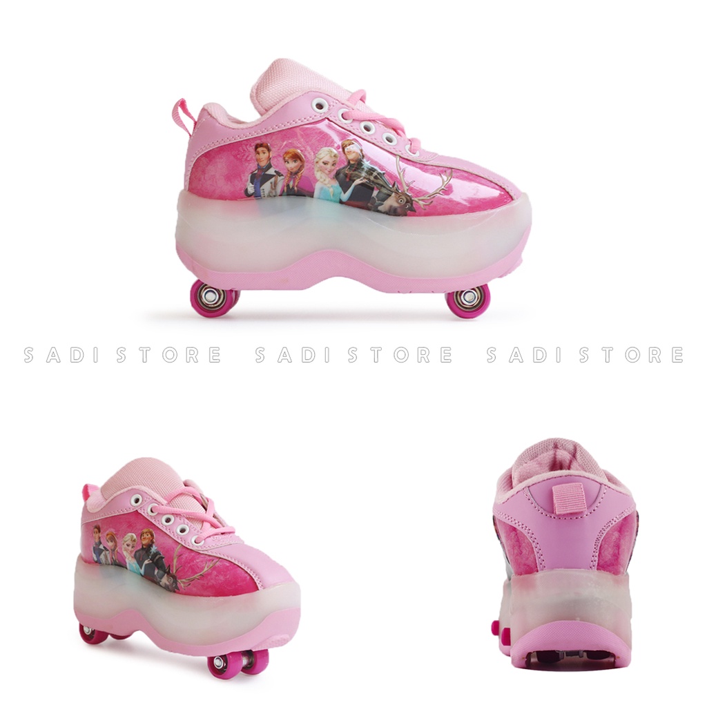 Sepatu Roda Anak Roda 4 Karakter Frozen [Original] - Pink