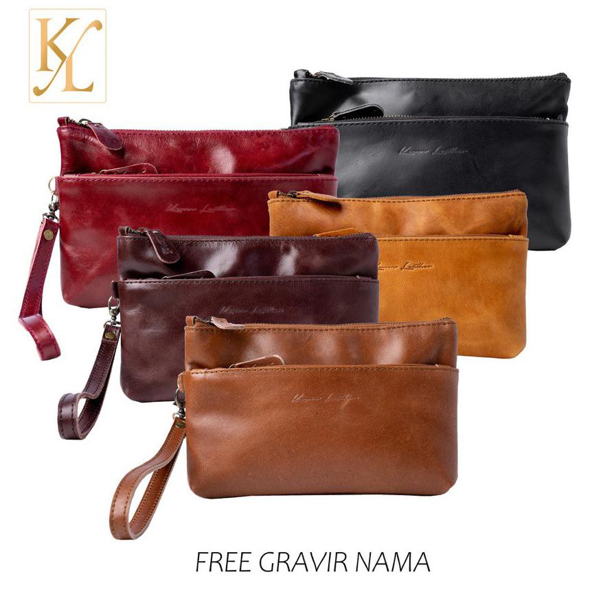 Kenes Leather - Clutch Kulit Asli - Tas Tangan Naura Pullup