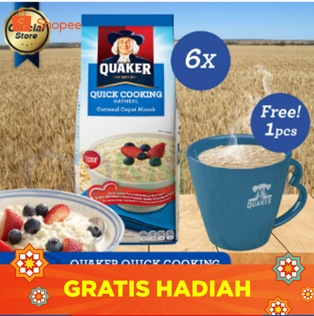 [Free 1 Pcs Mug] Quaker Quick Cooking Oatmeal Small Pack - 6 Pcs