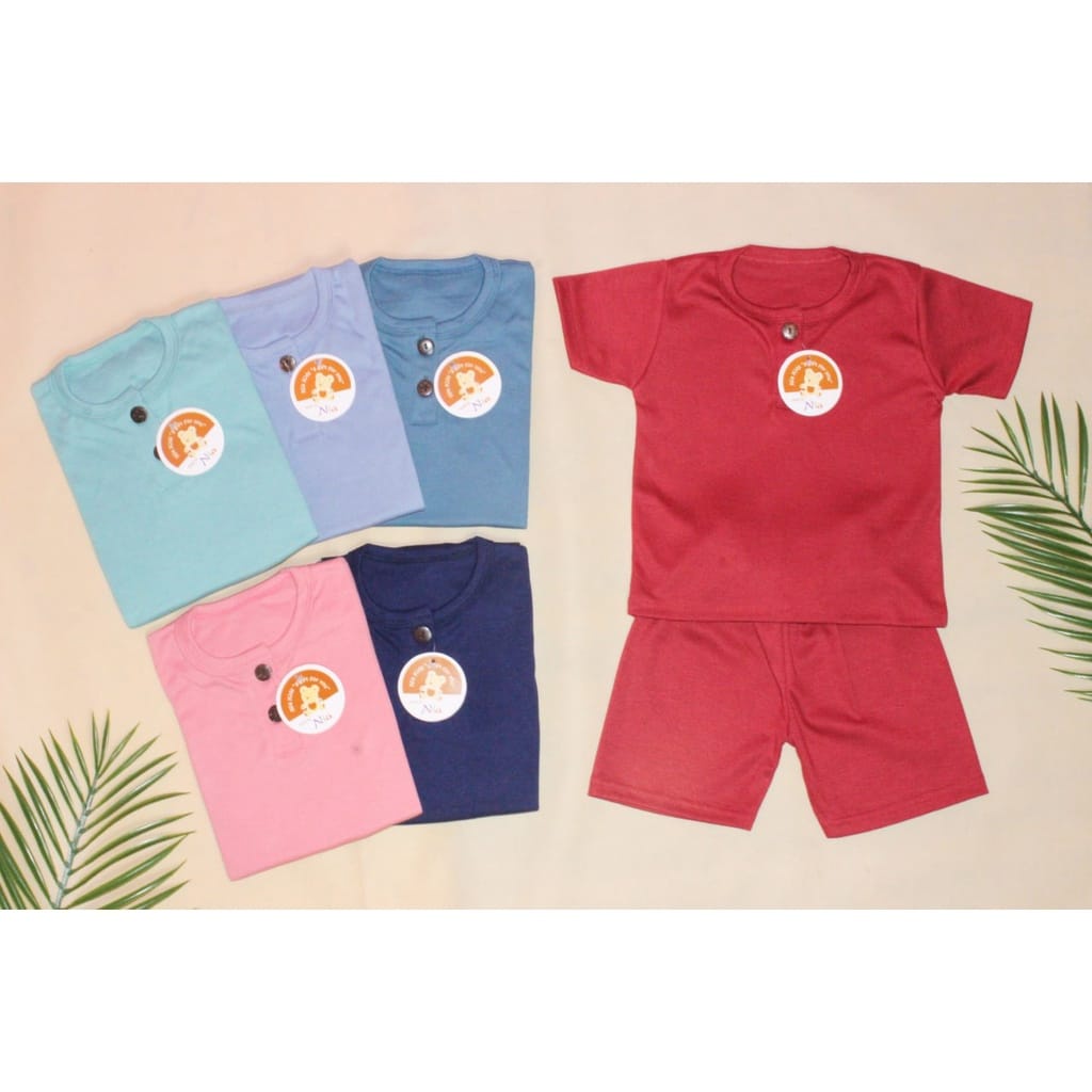 setelan playset baju anak bayi 3-6 bulan -setelan nia playset pendek bahan bagus tebal