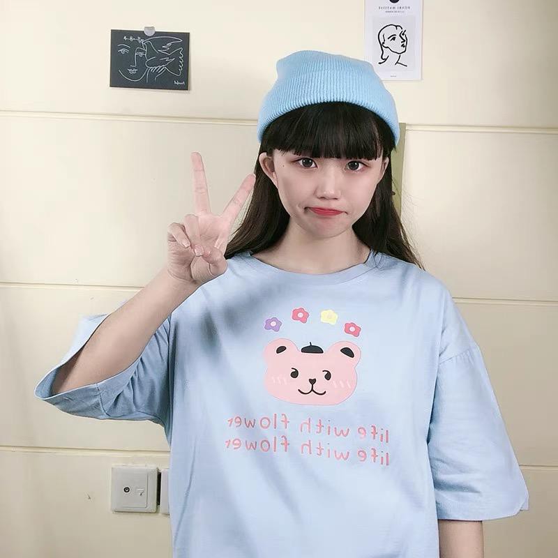 TC -Tshirt Oversize Wanita Motif Bear Chic  - 100% Import