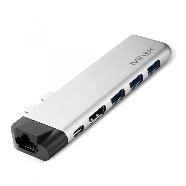 MINIX NEO C-DE PRO - USB-C Multiport Adapter with LAN Port for Laptop/Notebook (Air and Pro)