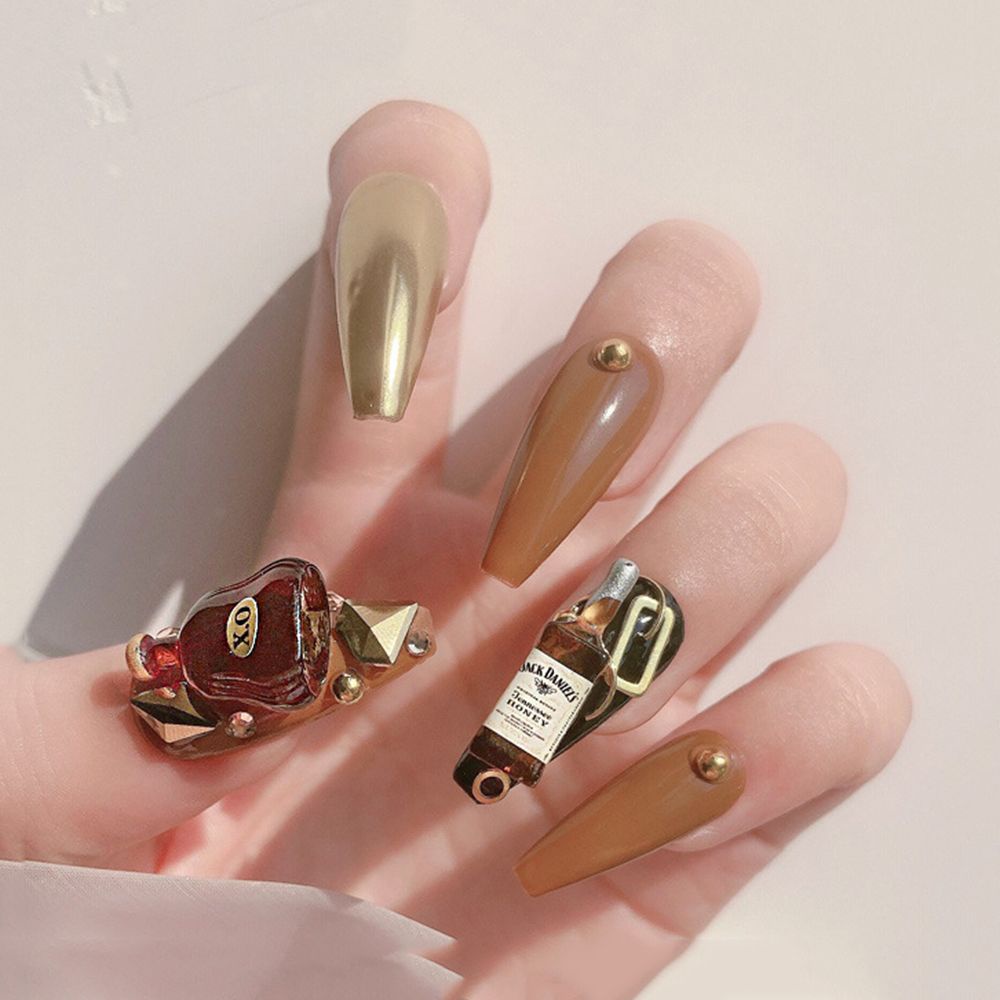 Mxbeauty Ornamen Perhiasan Bentuk Botol Anggur Merah Gaya Retro Untuk Dekorasi Nail Art