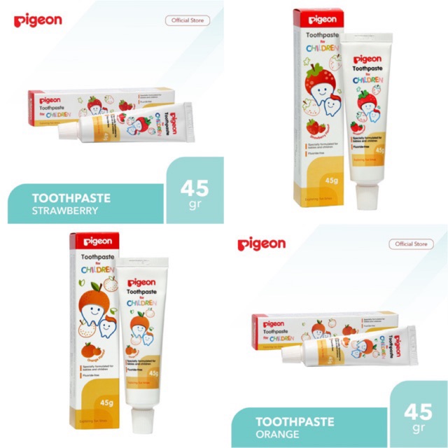 PIGEON Children Toothpaste / Pasta Gigi Odol Anak Bayi 2 Rasa Orange Strawberry