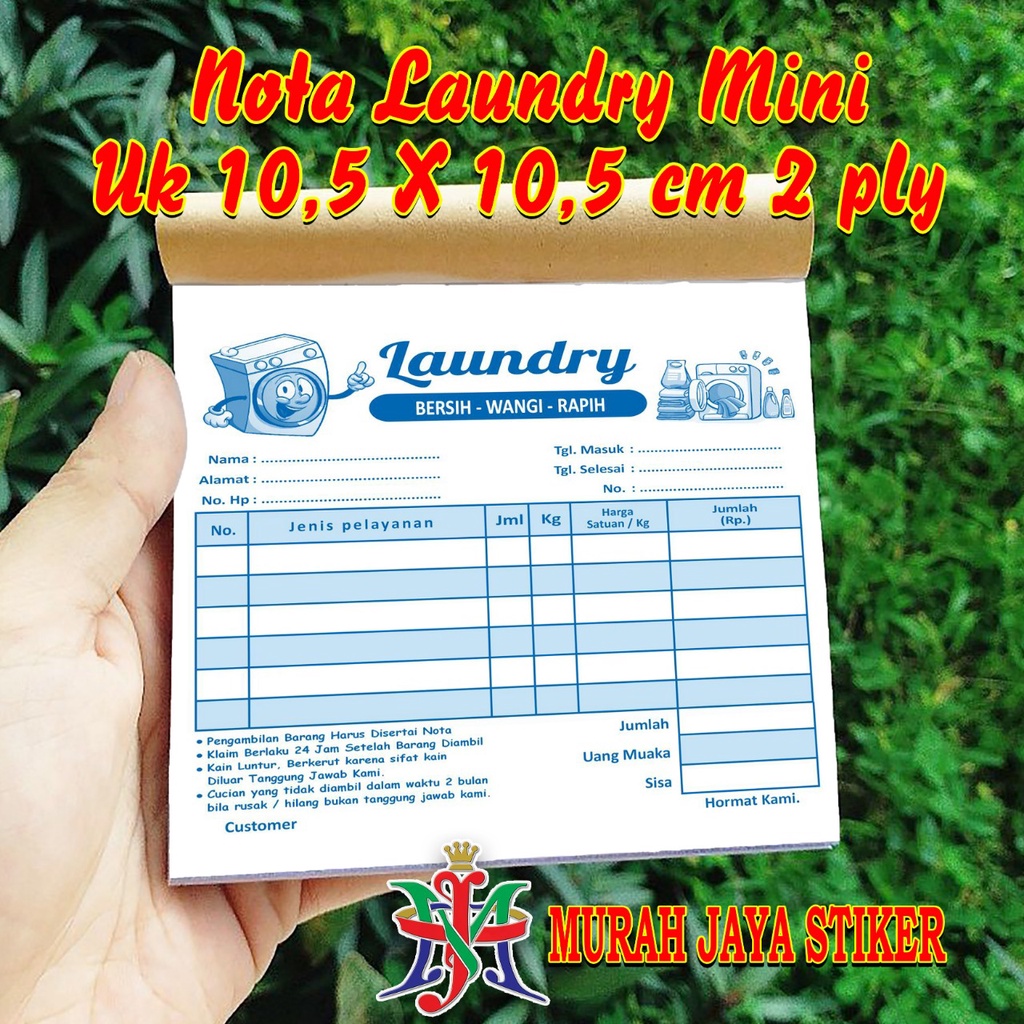 

NOTA LAUNDRY MINI ISI 100 LEMBAR ( 1/6 FOLIO )
