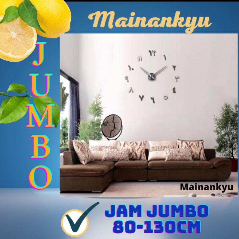 (MAINANKYU) Jam dinding besar ARAB kaligrafi Jam Tembok DIY Giant Wall Clock Quartz Creative Design