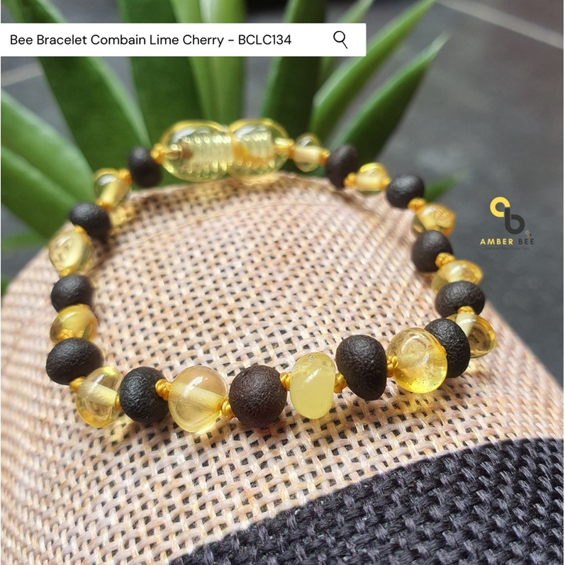 Gelang Anak Amber Baltic Lithuania Premium Mix Lime Cherry BCLC134 By Amber Bee