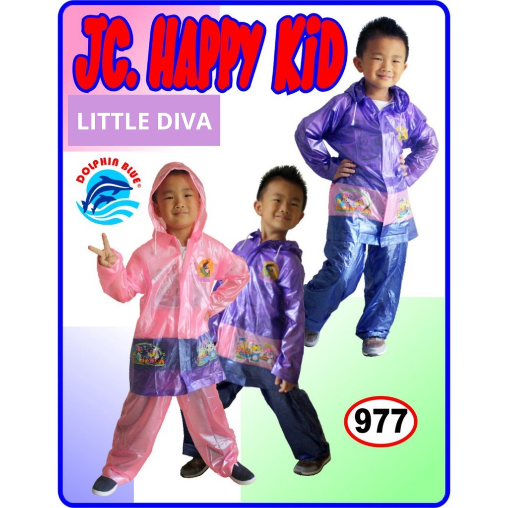 HAPPY KID JAS HUJAN ANAK - Jas Hujan Anak Model Setelan Jaket Celana Gambar Lucu Depan Belakang