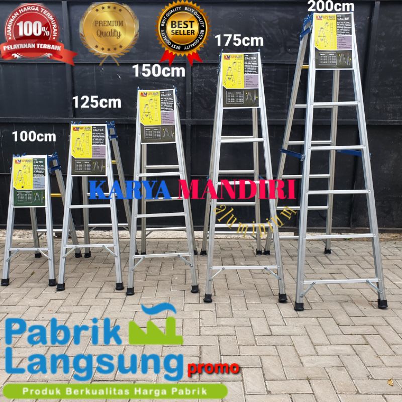 PROMO - Tangga Lipat Aluminium Caltek Biru - Ukuran 1 M / 1,25 M / 1,5 M / 1,75 M / 2 M