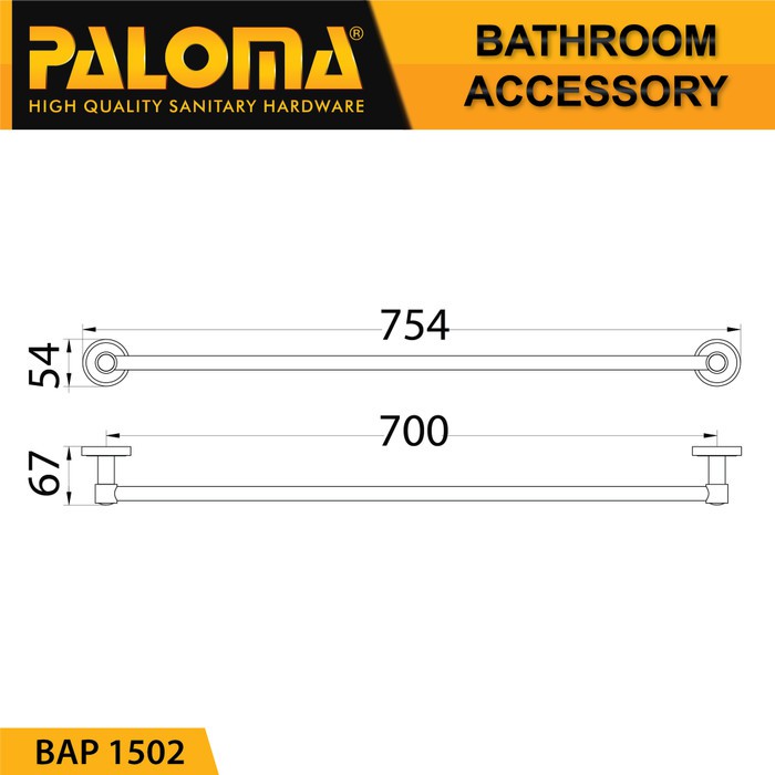 PALOMA BAP 1502 Rak Handuk Baju Gantungan Hanger Dinding Kamar Mandi