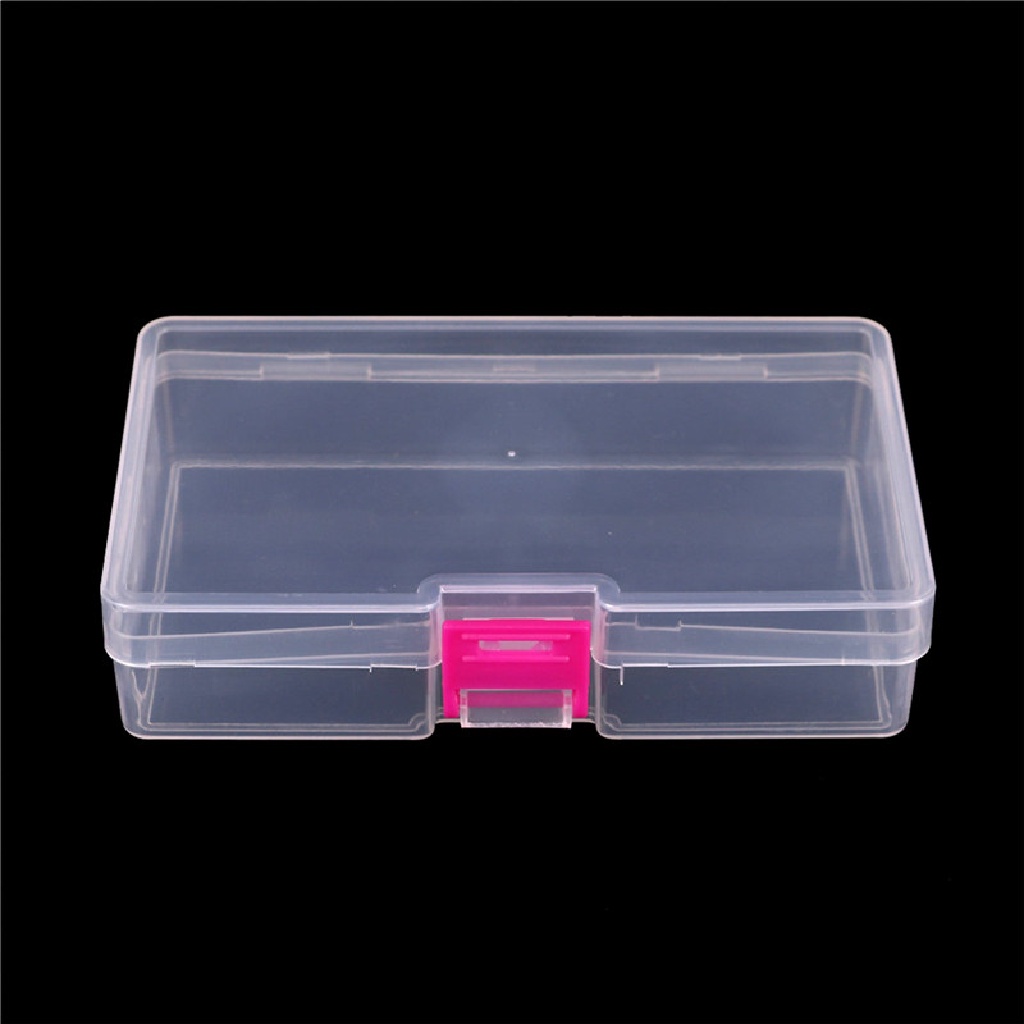 (lightoverflow2) Kotak Penyimpanan / Organizer Perhiasan / Craft Bahan Plastik Bening Dengan Gesper Pink